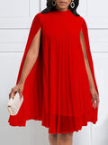 Goosudu Solid Pleated Cape Dress