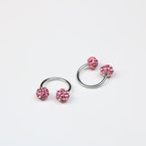 Goosudu [Queen C]Micro Pave 2 Sides Ball Screw Back Stud Lip Ring Nose Ring