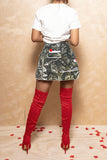 Goosudu Camouflage Cozy High Split Skirt