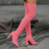 Goosudu Solid Color Flattering Over The Knee Knitted Boots