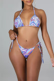 Goosudu Fashion Sexy Print Bandage Backless Swimwears