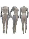 Goosudu Two-Tone Zip-Front Top & Pants Set