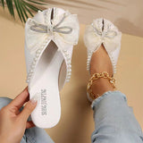 Goosudu Bowknot & Beaded Decor Sweet Slippers