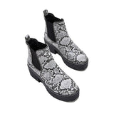 Goosudu Women Casual Snakeskin Platform Slip On Boots