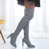 Goosudu Solid Color Flattering Over The Knee Knitted Boots