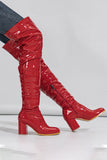 Goosudu Solid Color Stylish Over the Knee Boots