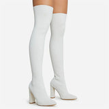 Goosudu Solid Color Flattering Over The Knee Knitted Boots