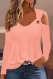 Goosudu Casual Solid Hollowed Out V Neck Tops