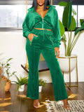 Goosudu Velvet Zip-Front Jacket & Pants Set