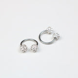 Goosudu [Queen C]Micro Pave 2 Sides Ball Screw Back Stud Lip Ring Nose Ring