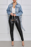 Goosudu Solid Color Stylish Tassels Denim Jacket