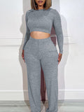 Goosudu Solid Crop Top & Pants Set