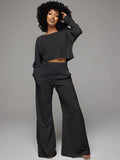 Goosudu Raw-cut Sweatshirt & Wide-Leg Pants Set