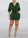 Goosudu V-Neck Drawstring Romper