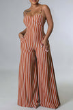 Goosudu Striped Casual Sling Wide-Leg Jumpsuit