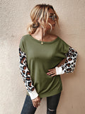 Goosudu Clearance Women's off Shoulder Knitted Color Block Sweater Leopard Print Sweater