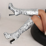 Goosudu Sequined Glistening Platform Boots