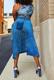 Goosudu Denim On-trend Asymmetric Skirt