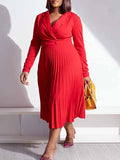 Goosudu V Neck Pleated Dress