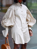 Goosudu Puff Sleeve Shirt Dress