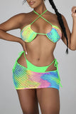 Goosudu Fashion Sexy Print Bandage Hollowed Out See-through Backless Swimwears