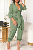 Goosudu Fashion Casual Solid Basic V Neck Plus Size Jumpsuits