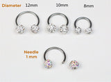 Goosudu [Queen C]Micro Pave 2 Sides Ball Screw Back Stud Lip Ring Nose Ring