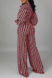 Goosudu OL Houndstooth Lantern Sleeve Belted Jumpsuit