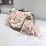 Goosudu Daily Party Patchwork Feathers Pearl Bags