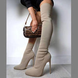 Goosudu Stylish Knitting Stiletto Over The Knee Boots