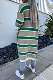 Goosudu Elegant Striped Contrast Weave Cardigan Collar Outerwear