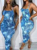 Goosudu Denim-Print Cami Dress