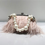 Goosudu Daily Party Patchwork Feathers Pearl Bags