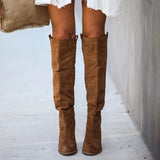 Goosudu Distressed Faux Suede Slouch Boots