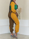 Goosudu Colorblock Zip Top & Jogger Pants Set