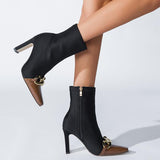 Women Chains Decor Heeled Boots