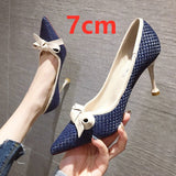 goosudu Women Cute Blue Comfortable Office High Heel Shoes Lady fashion Sweet Spring Slip On High Heel Pumps Mujer Tacones Altos E273