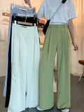 Summer Loose Casual Long Women Fashion Thin High Waist Pants Black Simple Wide-leg Pants Trousers Korean