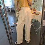 Summer Loose Casual Long Women Fashion Thin High Waist Pants Black Simple Wide-leg Pants Trousers Korean