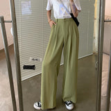 Summer Loose Casual Long Women Fashion Thin High Waist Pants Black Simple Wide-leg Pants Trousers Korean