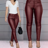 Goosudu Spring Women Pu Leather Pants Black Sexy Stretch Bodycon Trousers High Waist Long Casual Pencil S-3XL Winter