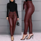 Goosudu Spring Women Pu Leather Pants Black Sexy Stretch Bodycon Trousers High Waist Long Casual Pencil S-3XL Winter