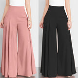 Women Elegant High Waist Wide Leg Pants  Spring Vintage Flare Trousers Casual Solid Zipper Pantalon Female Palazzo