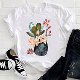 Women Camera Vintage Travel Short Sleeve Spring Fashion Lady Clothes Print Tshirt Female Tee Top Ladies Graphic T-shirt