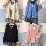 goosudu Japanese style sweater spring autumn V-neck cotton knitted sweater JK uniform cardigan multicolor Cosplay women's wear