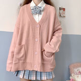 goosudu Japanese style sweater spring autumn V-neck cotton knitted sweater JK uniform cardigan multicolor Cosplay women's wear