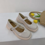 goosudu Retro Mary Janes Leather Pumps Med Heel Square Toe Buckle Sandals Summer Autumn Fashion Women Shoes Heels 4 cm