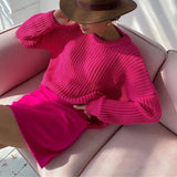 Women Solid Knitted Thickening Oversized Sweater Female Round Neck Long Sleeve Casual Loose Pullovers Top Autumn Winter